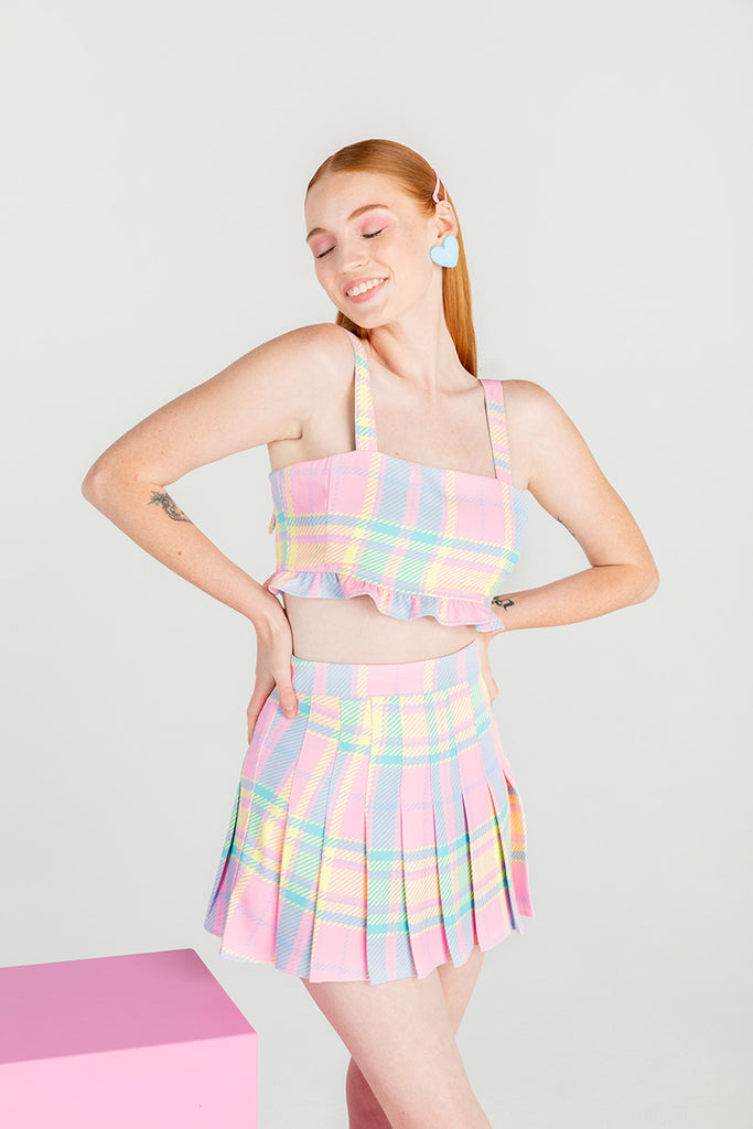 Chrissa Sparkles F/W 2021 Cher pastel plaid tennis skirt with matching top